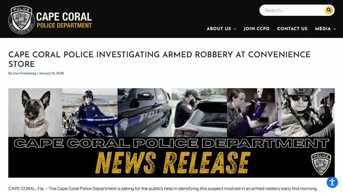 Cape Coral Police Investigating Armed Robbery at Convenience Store - Cape Coral Cops